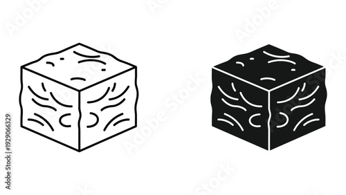 Black and white cube illustrations with dynamic curved lines
