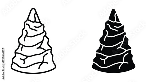 Modern ice cream cone illustrations in black and white