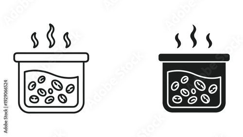 Coffee beans in a jar icon set