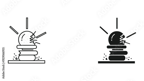 Creative genius concept with cracked light bulb on stack of books