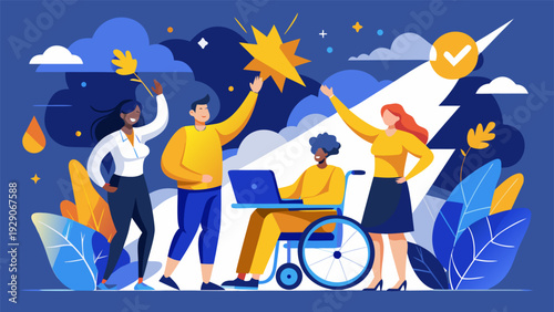 Diverse business team celebrating success with high five in office.eps