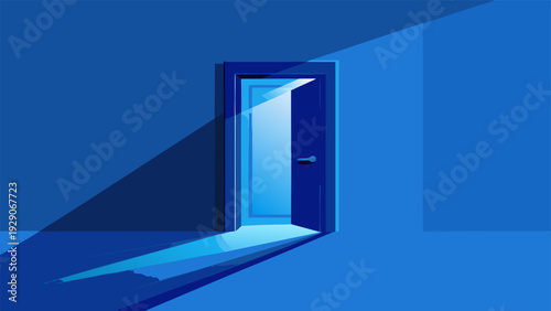 Door opening to a bright exit, metaphor for success, career opportunity, and new beginnings..eps