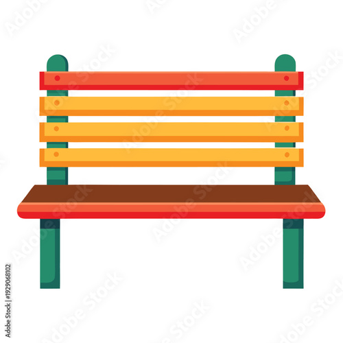 Modern vibrant park bench vector graphic for outdoor public seating areas and garden designs