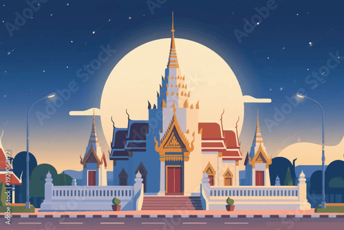 Illustration Of Pagoda, A Famous Tourist Attraction And World Cultural Heritage, Seen On The City Streets Vector Design Template