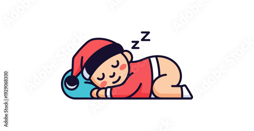 Cartoon illustration of a sleeping infant on a pillow