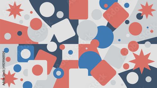 A vibrant abstract illustration featuring various shapes and colors in a creative composition