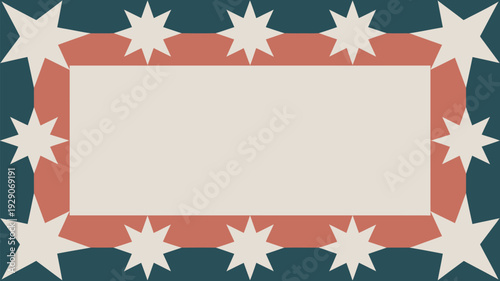 A patriotic star pattern design with a red and white border on a dark blue background