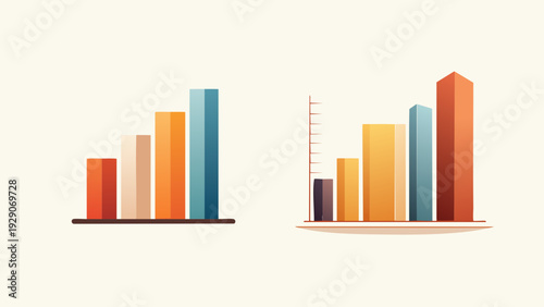 Two simplified bar charts with different heights illustrating data representation and financial growth analysis