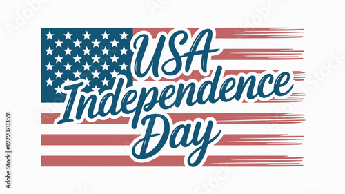A graphic design celebrating USA Independence Day with a stylized American flag