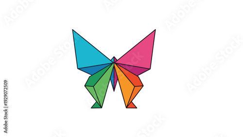 Free Download Abstract geometric butterfly illustration created with colorful polygonal shapes in blue, green, orange, and pink colors. - GFXLoad
