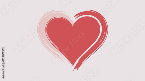 A vibrant red heart illustration on a soft pink background with white accents