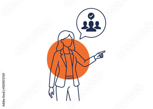 Businesswoman pointing at team and checking off tasks for project success