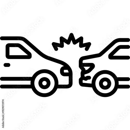 car accident icon in line style