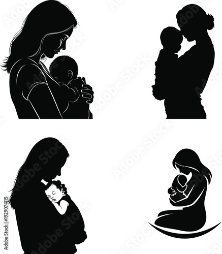 Heartwarming mother day silhouettes of love and care
