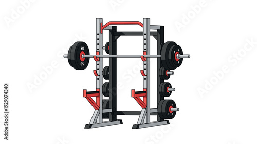 gym barbell rack with adjustable weight plates hand drawn fitness equipment illustration