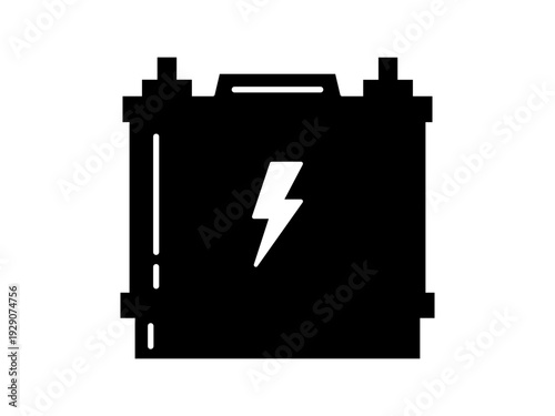 Black battery icon in a simple flat