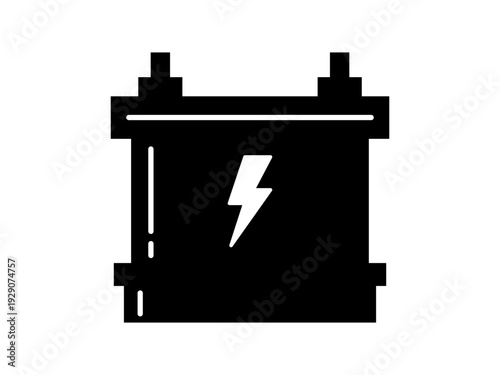 Black battery icon in a simple flat