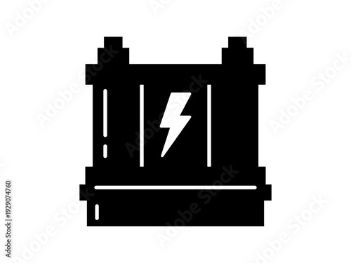 Black battery icon in a simple flat