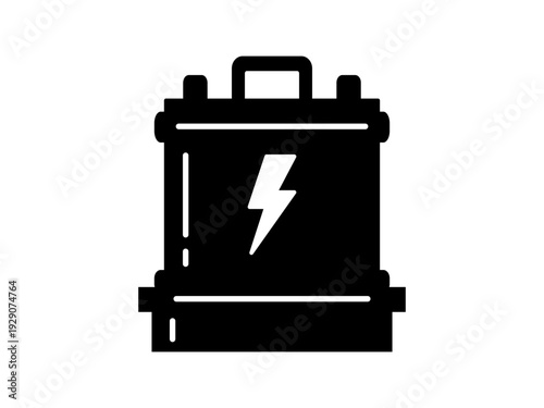 Black battery icon in a simple flat
