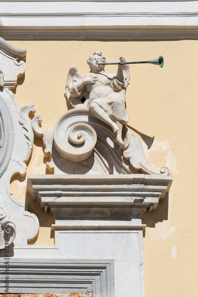 Obraz premium Minori - Amalfi coast - Detail of facade (martyr woman Trofimena) of church Basilica di Santa Trofimena from 18. cent..