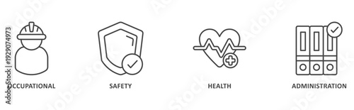OSHA banner web icon illustration with icon of occupational, safety, health, administration