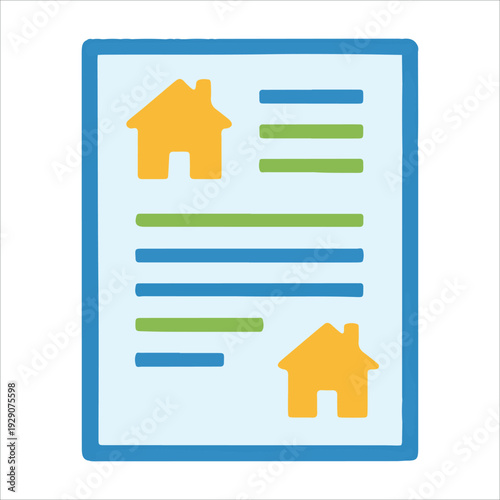Rental Agreement Icon Vector with Document and House Representing Lease Contract