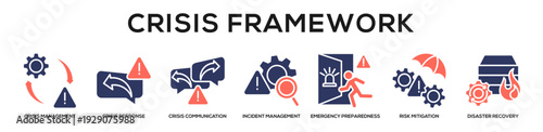 Glyphcolor - Crisis Framework web banner icon vector illustration concept