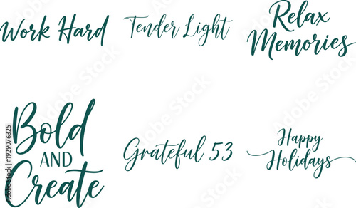 Holiday Greeting Card Phrases in Green Script