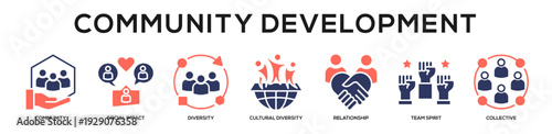 Glyphcolor - Community Development web banner icon vector illustration concept