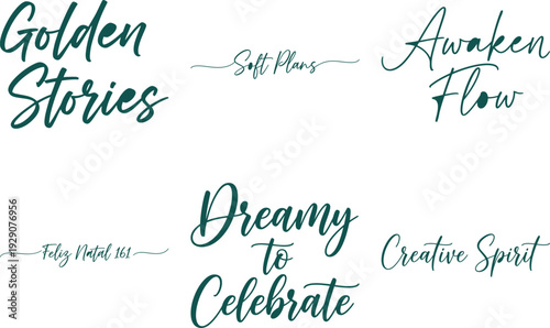 Elegant Calligraphy Phrases on White Background