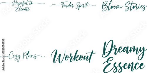 Elegant Green Calligraphy Phrases on White