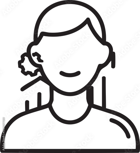 Woman icon with house symbols in background, suggesting home ownership or real estate