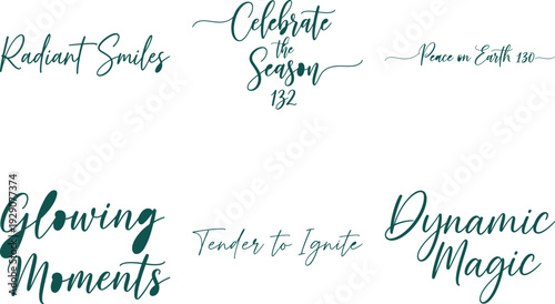 Holiday Greeting Phrases in Green Script