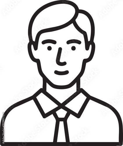 Simple outline illustration of a man's head and shoulders