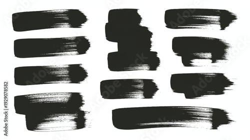 black brush strokes on white background for design and art