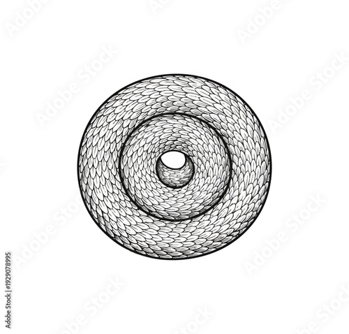 Abstract spiral serpent illustration against black background