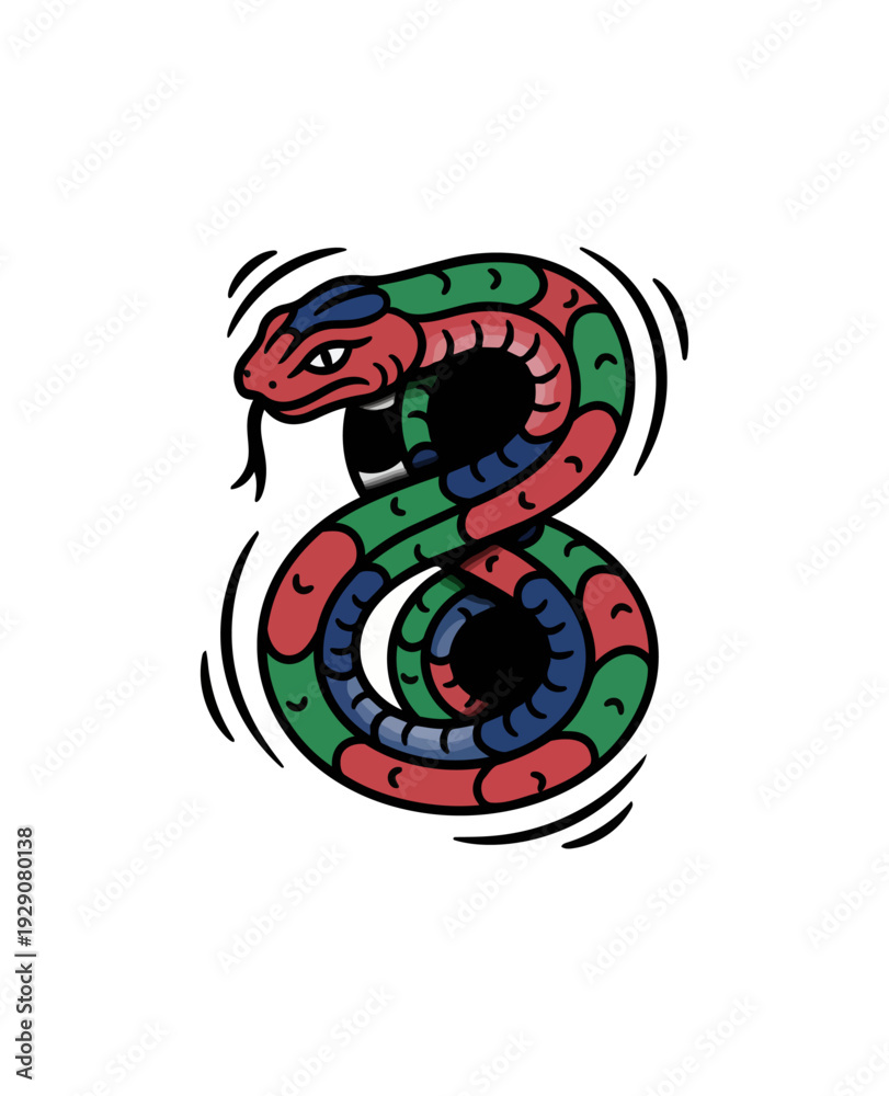 Obraz premium Stylized snake illustration on black background