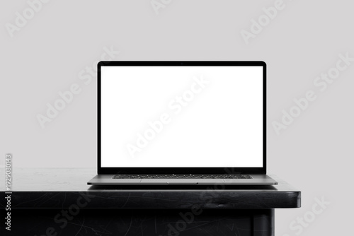 isolated laptop mockup with blank space on grey background for professional bussines