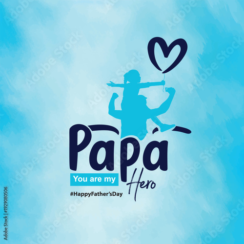 Father's Day with carrying a child holding a heart.