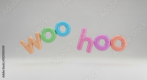 A close up of a doughnut with the word woo woo spelled in it