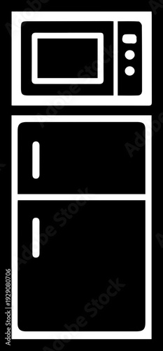 Kitchen Furniture and Appliance Silhouette Icon Set