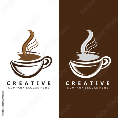 Beans And Coffee Cup Logo Template vector icon design