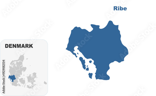 Ribe Denmark map showing highlighted location in Europe.