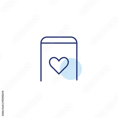 Heart on phone. Favorite user, trusted technology and devices. Pixel perfect, editable stroke vector icon