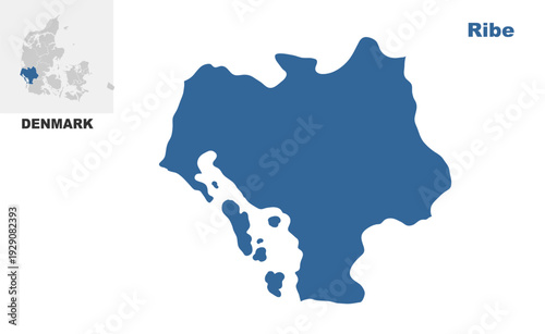 Ribe Denmark map showing highlighted location in Europe.