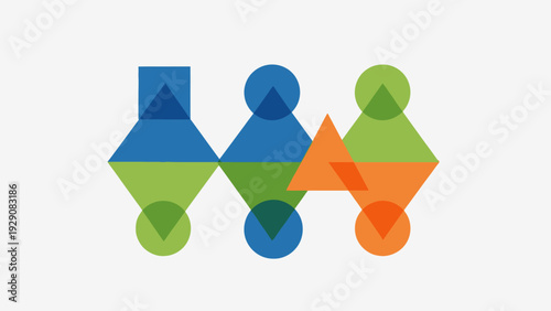 Abstract geometric shapes overlapping in a colorful composition.