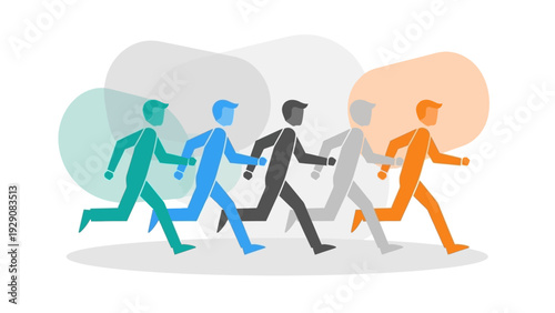 Diverse Group of People Running Together in a Dynamic Race.