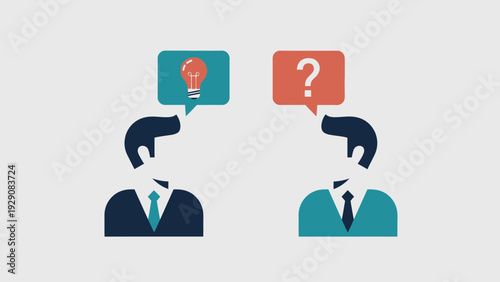 Two people discussing ideas and asking questions.