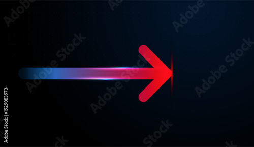 Moving arrow dominate the scene, reflecting strong technology momentum in digital finance even as trends may turn down. and arrow shine with neon light vector illustration