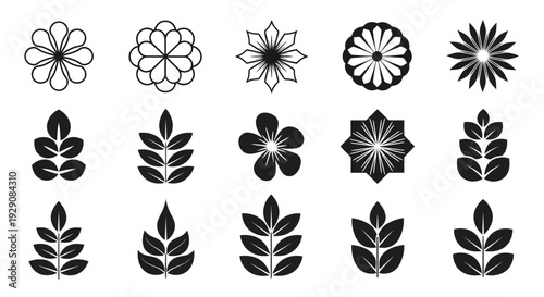 A collection of intricate geometric and floral patterns in black and white